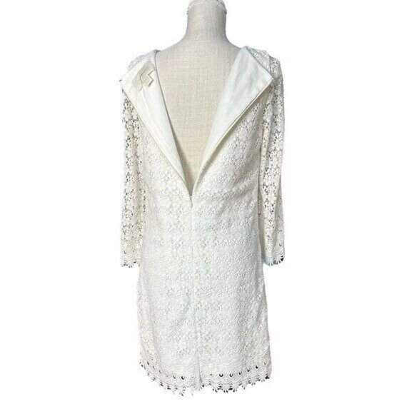 J. Crew  Womens  White Lace Long Sleeve Midi‎ Dress Size 10 - Picture 4 of 9